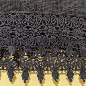 Cute Navy Sweater with Lace Trim